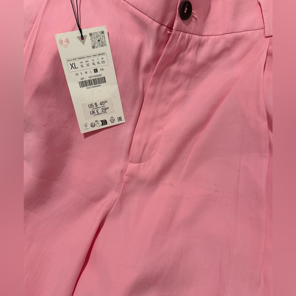 ZARA Pink Button-Front Pants - Picture 2 of 3
